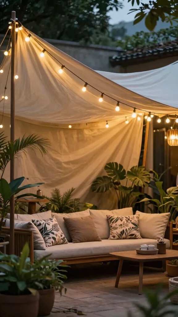 19 Cozy Patio Garden Ideas to Create Your Urban Oasis - 14. Cozy Canopies for Shade 1