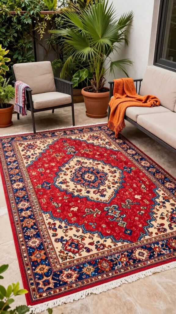 19 Cozy Patio Garden Ideas to Create Your Urban Oasis - 16. Cozy Rugs and Textiles 1