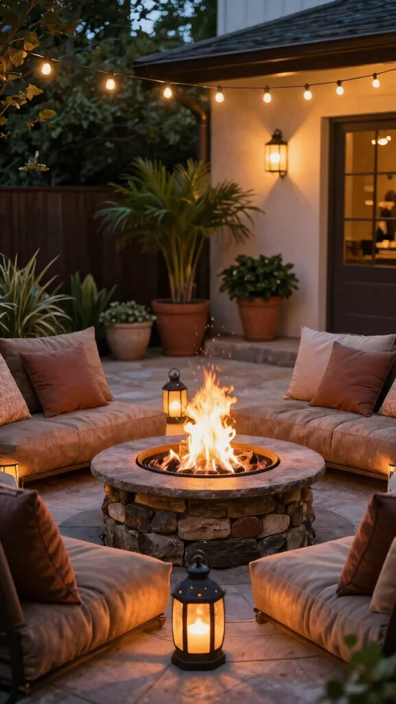 19 Cozy Patio Garden Ideas to Create Your Urban Oasis - 3. Cozy Fire Pit Retreats 1