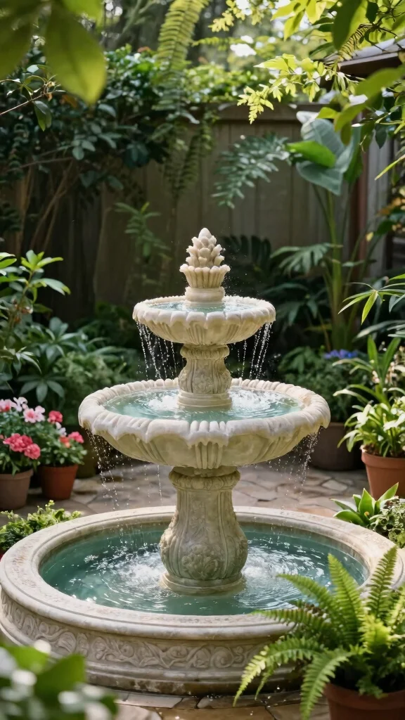 19 Cozy Patio Garden Ideas to Create Your Urban Oasis - 7. Small Water Features for a Soothing Sound 1