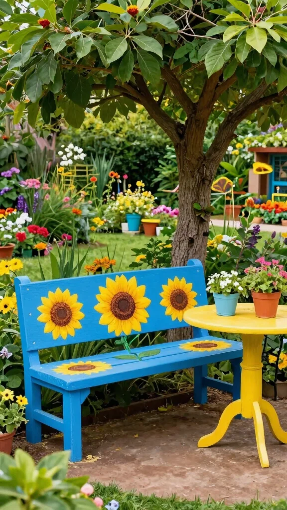 19 Creative DIY Garden Decor Hacks You Need to Try This Weekend! - 5. Painted Garden Furniture 1