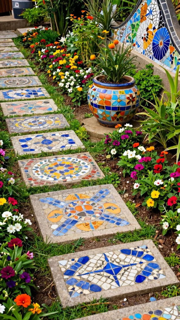 19 Creative DIY Garden Decor Hacks You Need to Try This Weekend! - 7. Mosaic Garden Art 1