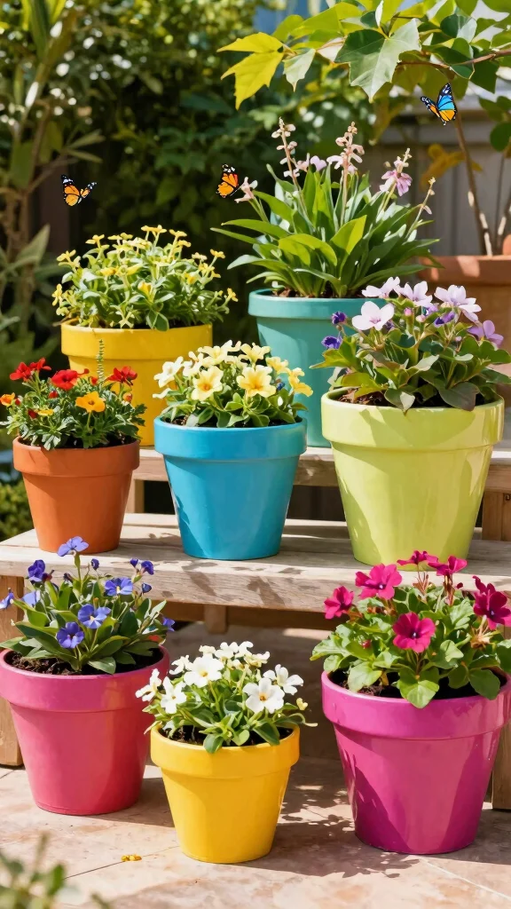19 DIY Garden Features That Will Make Your Neighbors Envious! - 7. Colorful Garden Planters 1