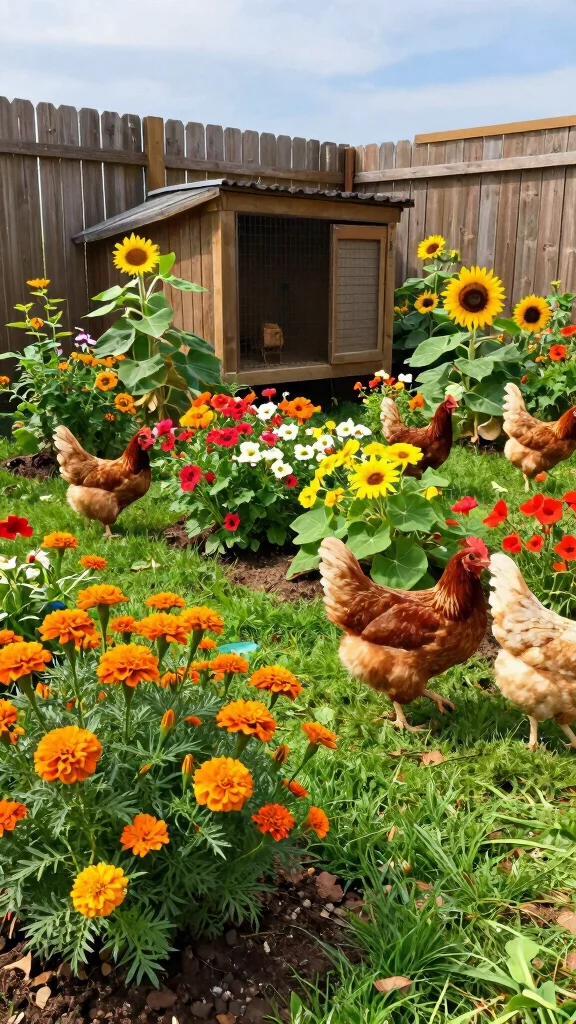 19 DIY Sustainable Coop Aesthetics That Will Transform Your Homestead! - 1. Flower-Filled Chicken Run 1