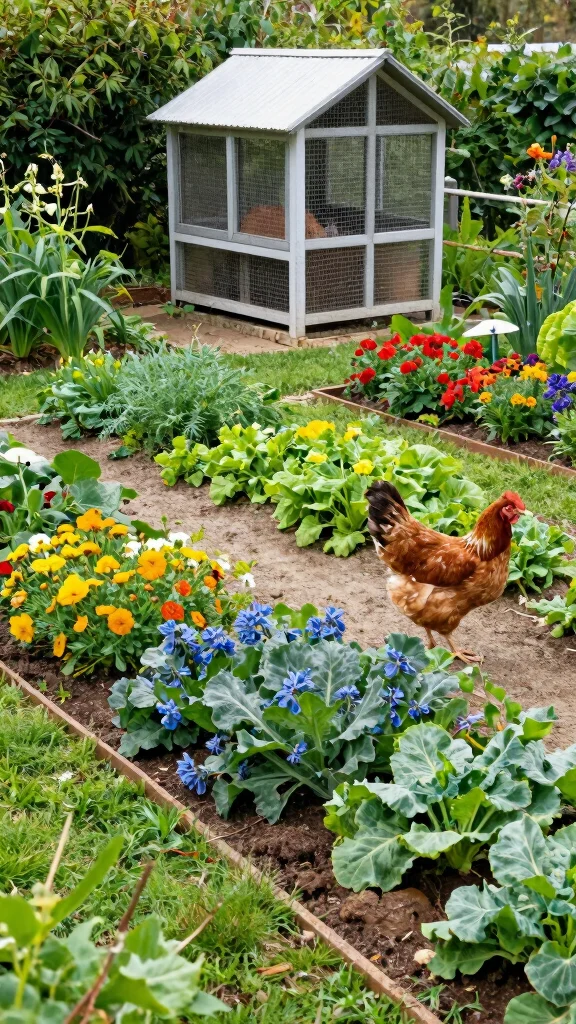 19 DIY Sustainable Coop Aesthetics That Will Transform Your Homestead! - 12. Integrated Flower and Vegetable Beds 1