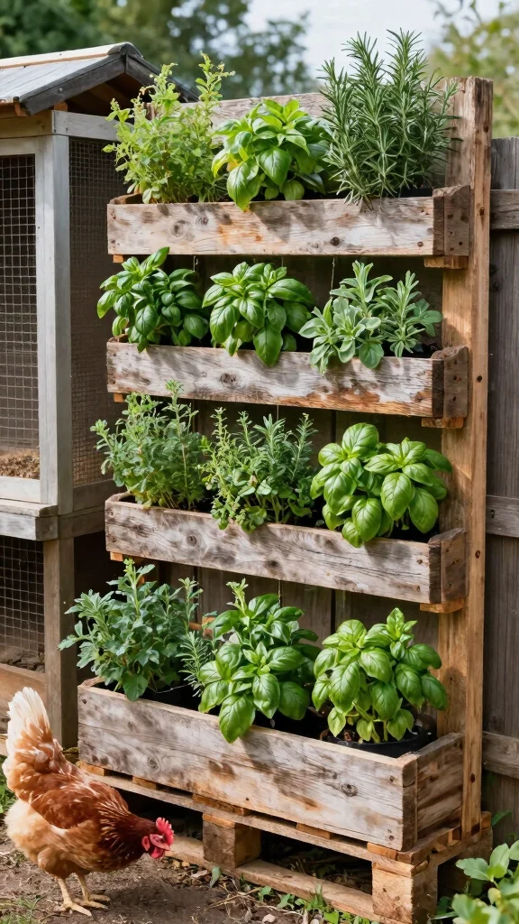 19 DIY Sustainable Coop Aesthetics That Will Transform Your Homestead! - 2. Vertical Herb Garden Wall 1