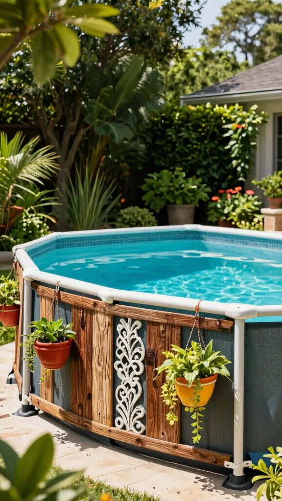 19 Family-Friendly Outdoor Decor Ideas for Above Ground Pools (Fun for Everyone!) - 14. Decorative Pool Fencing 1