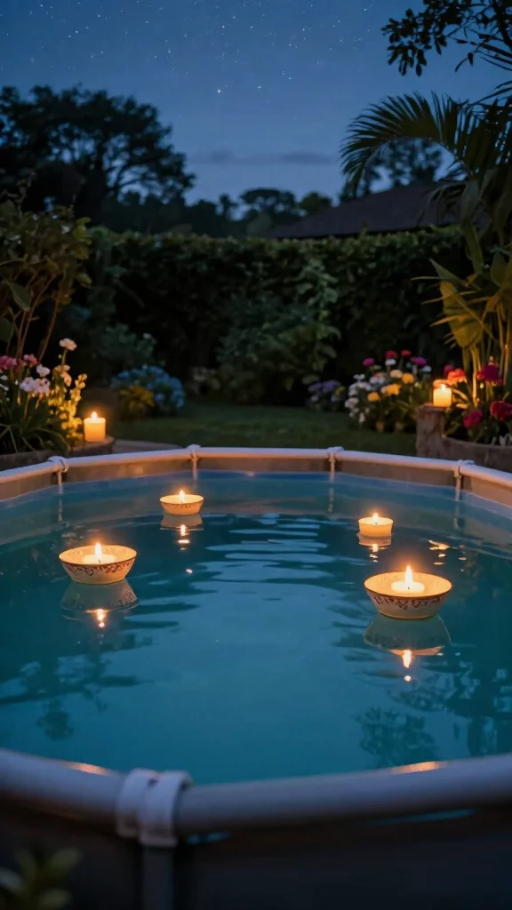 19 Family-Friendly Outdoor Decor Ideas for Above Ground Pools (Fun for Everyone!) - 2. DIY Floating Pool Candles 1