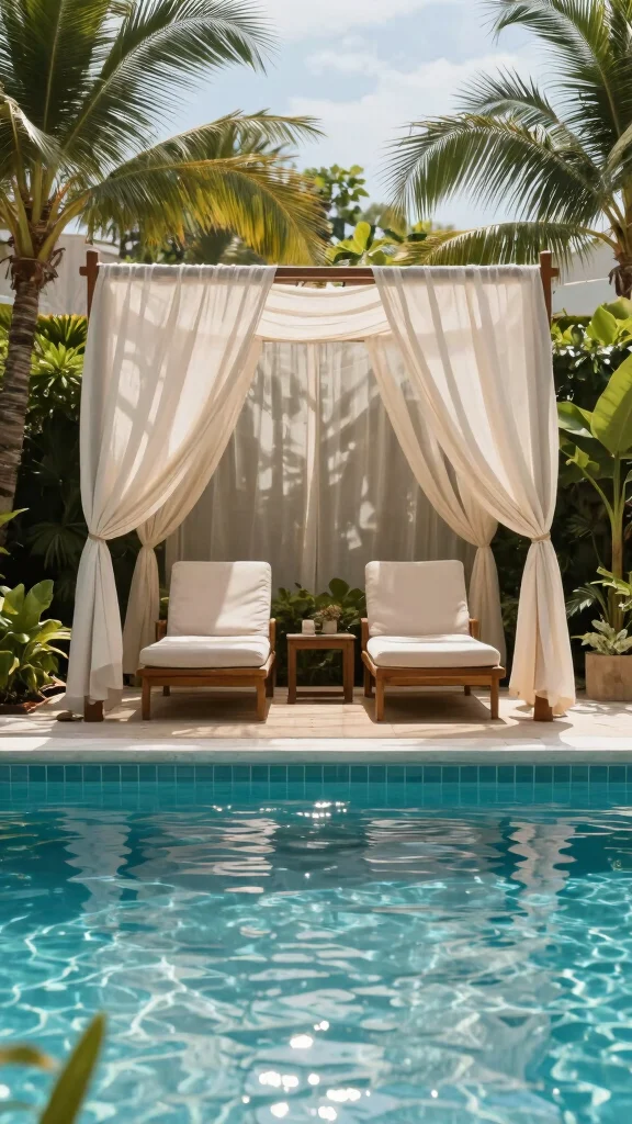 19 Family-Friendly Outdoor Decor Ideas for Above Ground Pools (Fun for Everyone!) - 4. Shade with Stylish Canopies 1