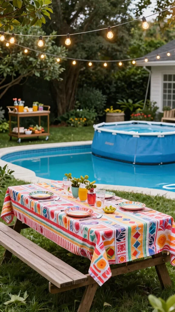 19 Family-Friendly Outdoor Decor Ideas for Above Ground Pools (Fun for Everyone!) - 6. Family-Friendly Outdoor Dining Area 1