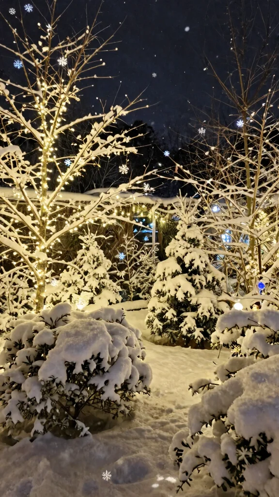 19 Festive Garden Lighting Ideas to Brighten Your Holidays - 11. Scattered Snowflake Lights 1