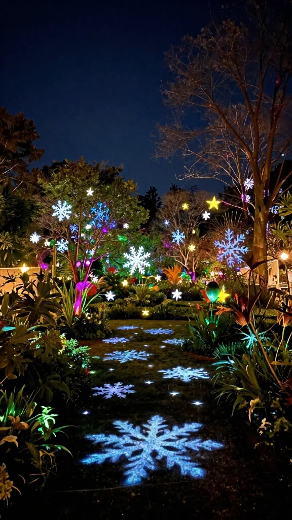 19 Festive Garden Lighting Ideas to Brighten Your Holidays - 13. Magical Projection Lights 1