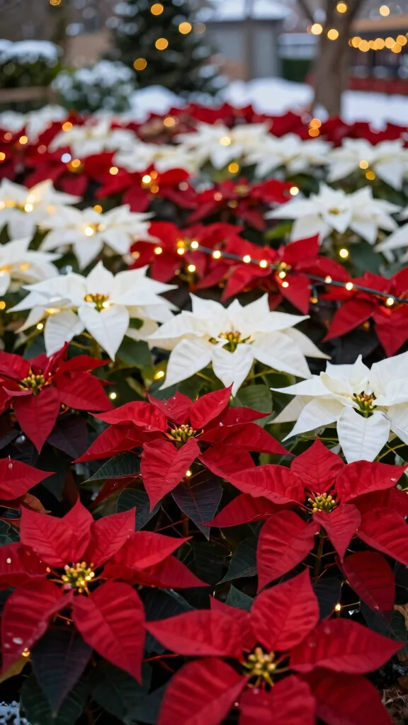 19 Festive Garden Lighting Ideas to Brighten Your Holidays - 18. Illuminated Poinsettia Displays 1