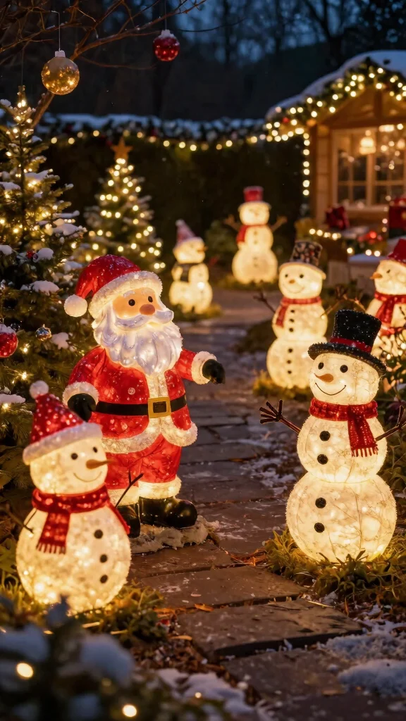 19 Festive Garden Lighting Ideas to Brighten Your Holidays - 19. Light-Up Holiday Figures 1