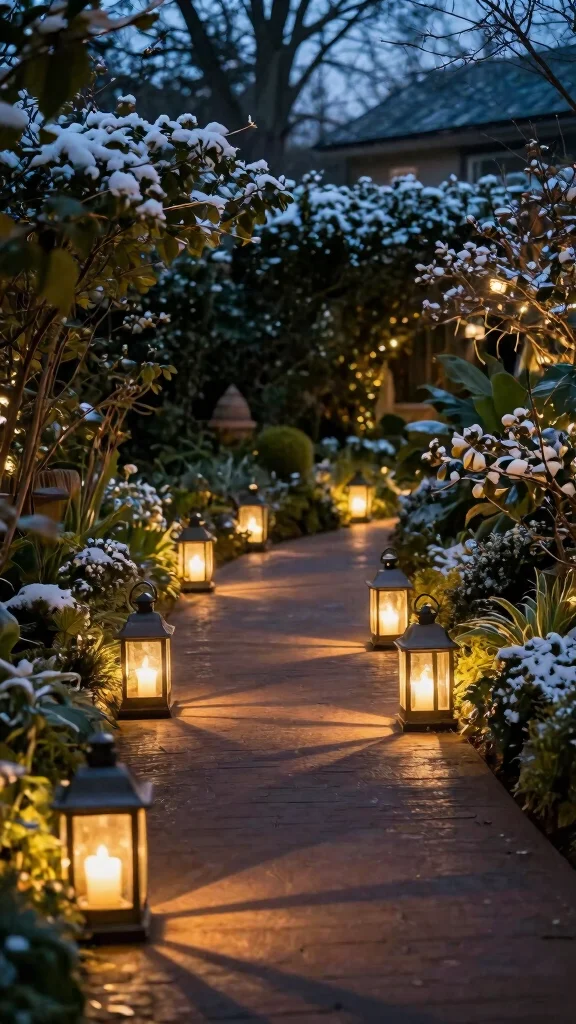 19 Festive Garden Lighting Ideas to Brighten Your Holidays - 2. Glowing Pathway Lanterns 1