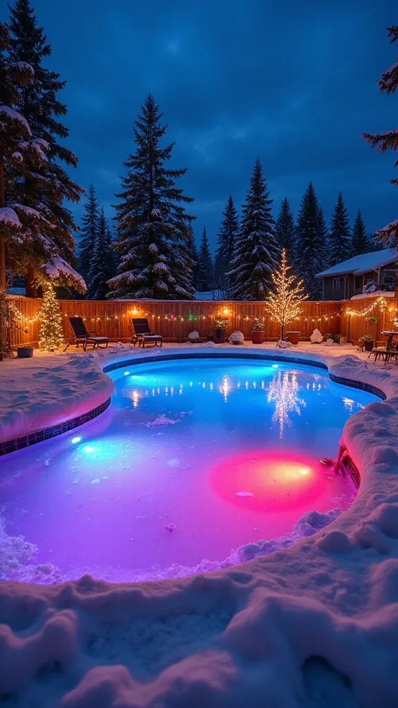 19 Festive Garden Lighting Ideas to Brighten Your Holidays - 3. Colorful LED Pool Lights 1