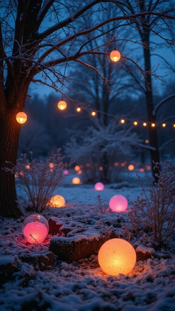 19 Festive Garden Lighting Ideas to Brighten Your Holidays - 5. Festive Lighted Orbs 1