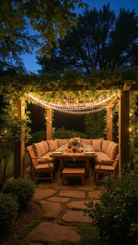 19 Festive Garden Lighting Ideas to Brighten Your Holidays - 6. Hanging Fairy Lights 1
