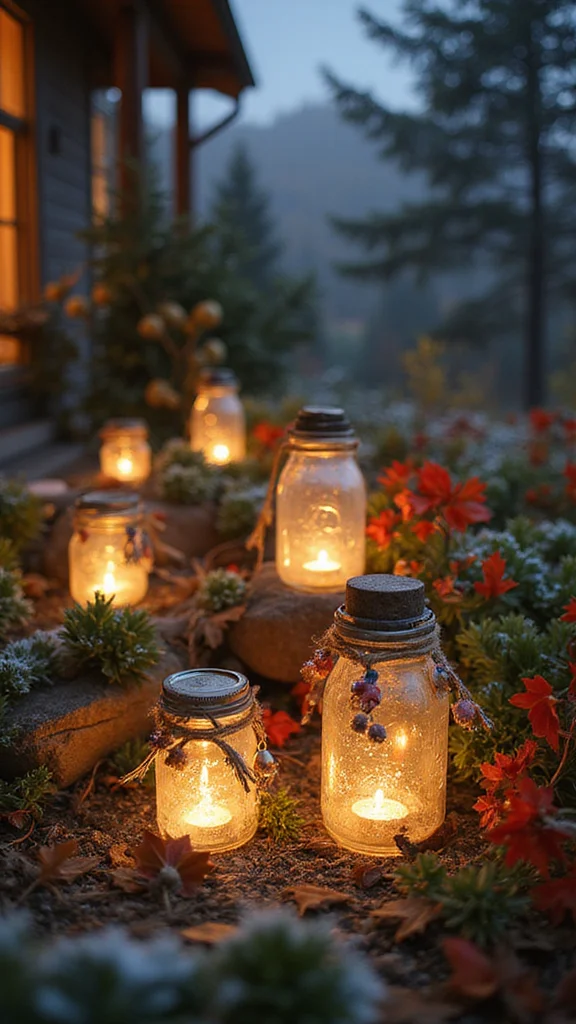 19 Festive Garden Lighting Ideas to Brighten Your Holidays - 9. Creative Mason Jar Lanterns 1