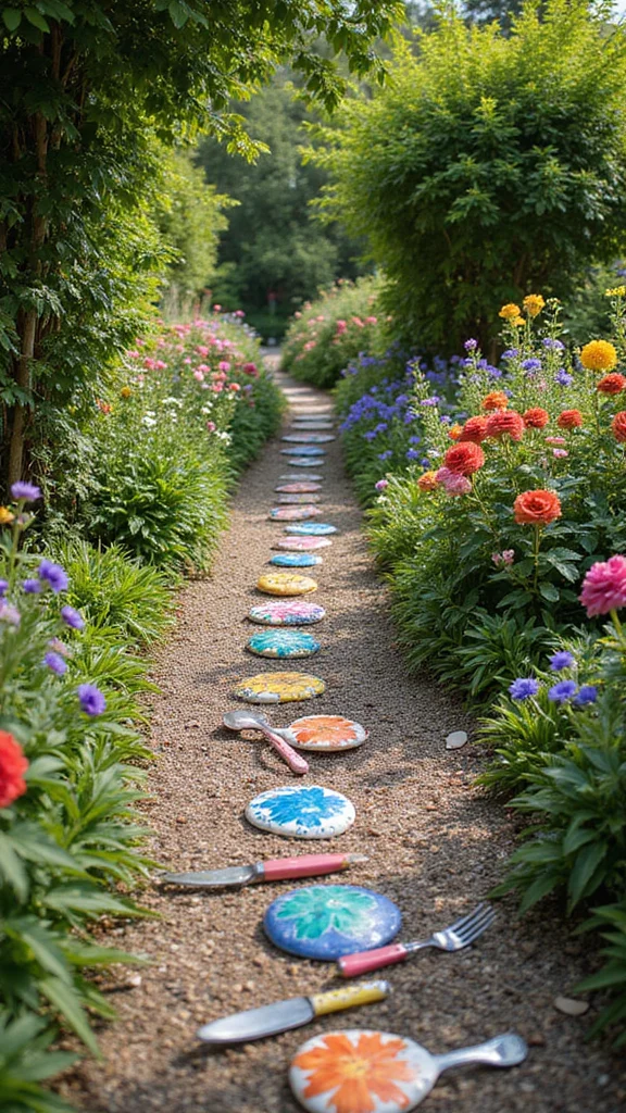 19 Whimsical Garden Decor Ideas That Will Make You Smile Every Day! - 6. Colorful Pathway Markers 1