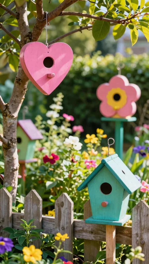 19 Whimsical Garden Decor Ideas That Will Make You Smile Every Day! - 8. Brightly Colored Birdhouses 1