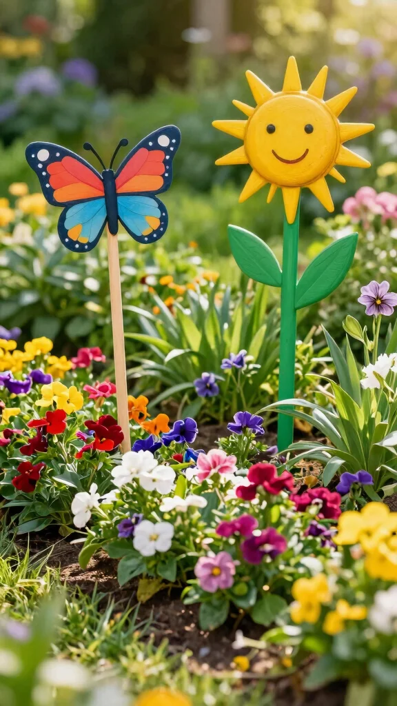 19 Whimsical Garden Decor Ideas That Will Make You Smile Every Day! - 9. Fun Garden Stakes 1