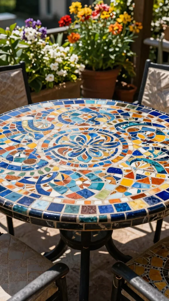 20 Colorful Garden Mosaics That Will Make Your Neighbors Envy Your Creativity! - 6. Charming Mosaic Tabletop 1