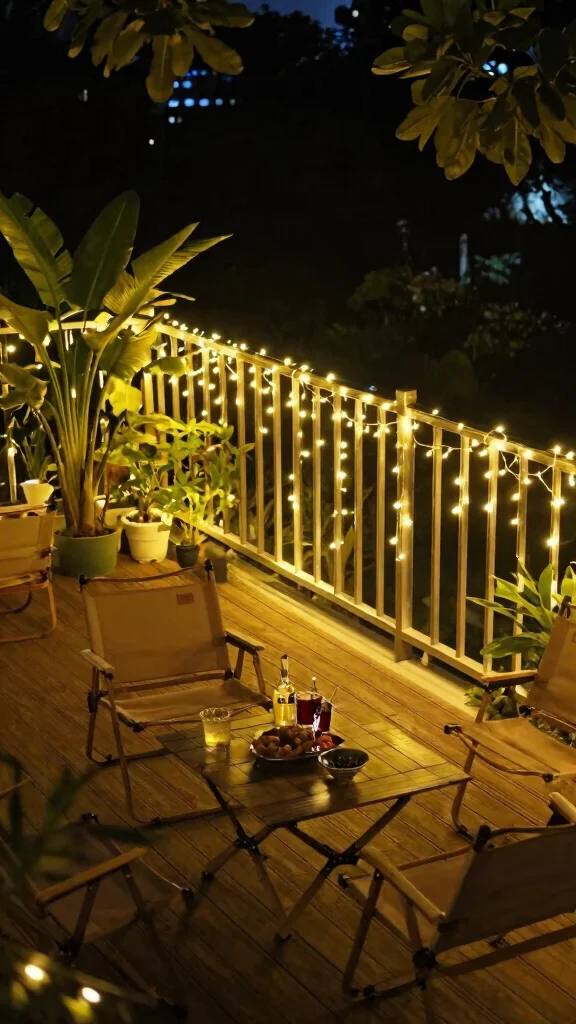 20 Creative Deck Ideas to Maximize Small Spaces . - 10. String Lights for Ambiance 1