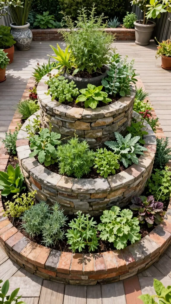 20 Creative Deck Ideas to Maximize Small Spaces . - 7. Herb Spiral Garden 1