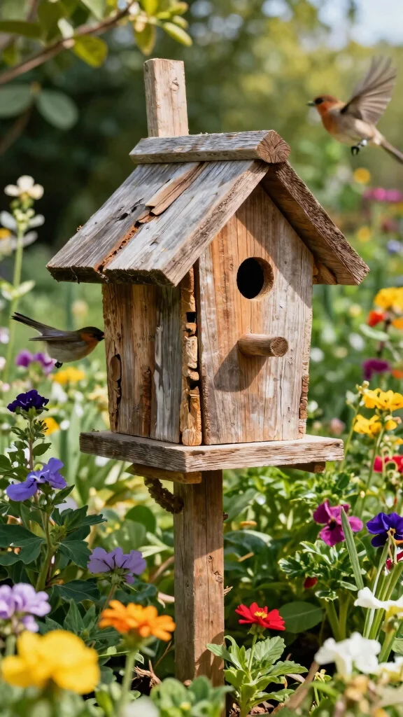 20 Decorative DIY Garden Sculptures That Will Wow Your Neighbors! - 10. Rustic Birdhouses 1