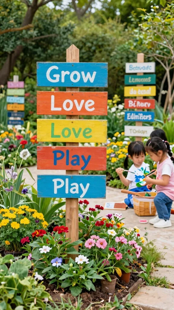 20 Family-Friendly Seasonal Garden Styling Ideas That Everyone Will Love! - 7. DIY Garden Signs 1