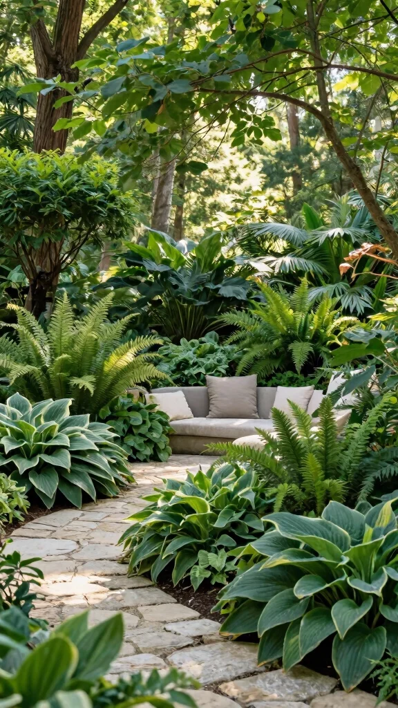 20 Modern Backyard Garden Designs That Will Inspire Your Green Thumb! - 10. Shade Gardens for Cool Comfort 1