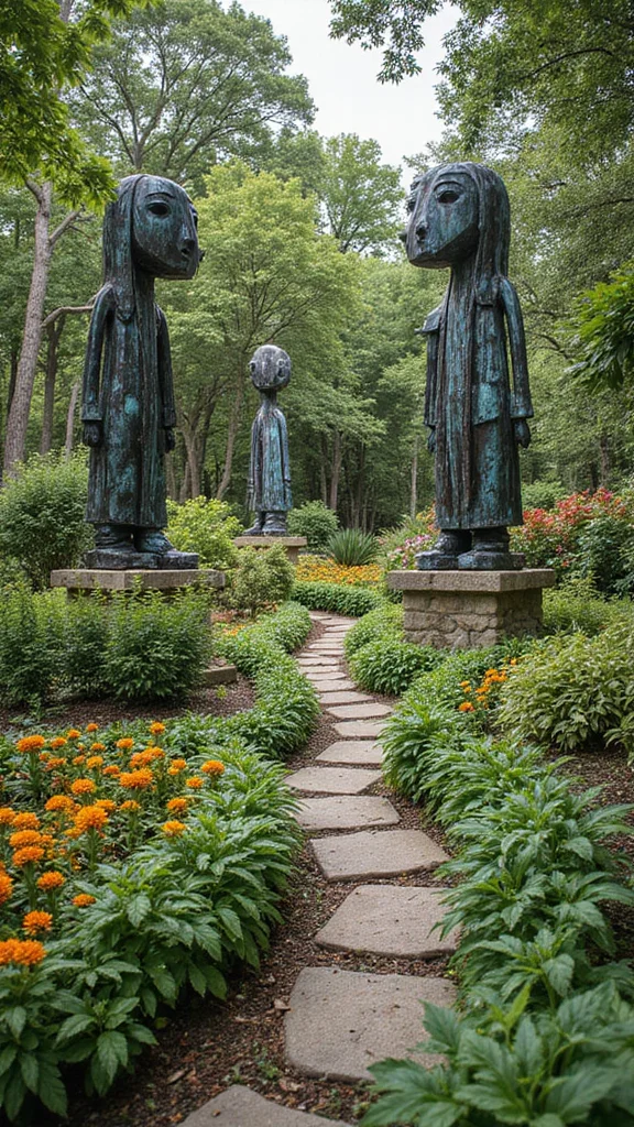 20 Modern Backyard Garden Designs That Will Inspire Your Green Thumb! - 16. Sculptural Gardens for Artistic Expression 1