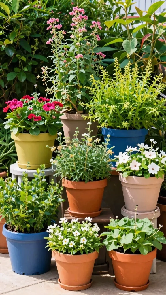 20 Modern Backyard Garden Designs That Will Inspire Your Green Thumb! - 9. Colorful Container Gardens for Versatility 1