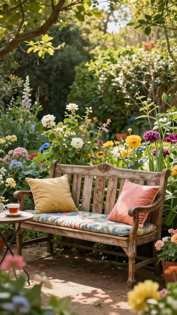 20 Rustic Garden Decor Ideas That'll Make Your Outdoor Space Shine (#5 Is a Must-See!) - 14. Antique Garden Furniture 1