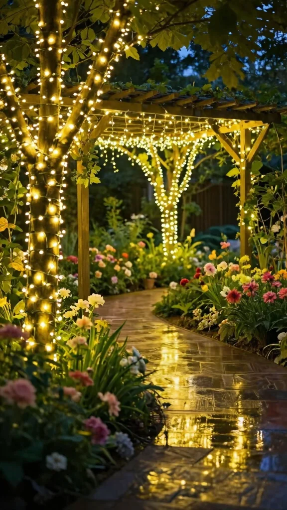 20 Rustic Garden Decor Ideas That'll Make Your Outdoor Space Shine (#5 Is a Must-See!) - 19. Fairy Lights 1