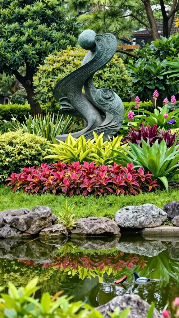 20 Water-Efficient Garden Designs That Are as Beautiful as They Are Sustainable! - 20. Artistic Focal Points 1