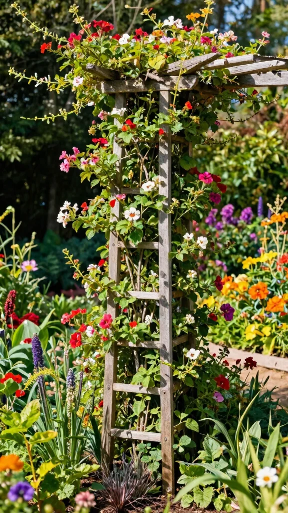 21 Eco-Friendly Bohemian Garden Decor Ideas for the Conscious Homeowner! - 13. Garden Trellis with Climbing Plants 1