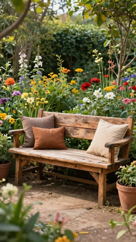 21 Eco-Friendly Bohemian Garden Decor Ideas for the Conscious Homeowner! - 14. Eco-Friendly Garden Bench 1