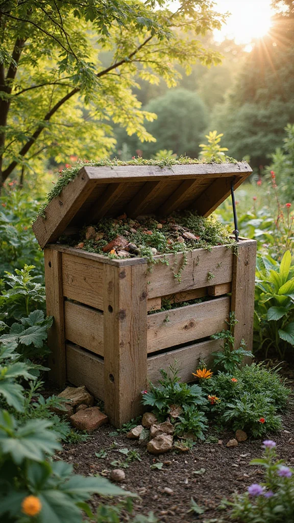 21 Eco-Friendly Bohemian Garden Decor Ideas for the Conscious Homeowner! - 18. Compost Bin Made from Pallets 1