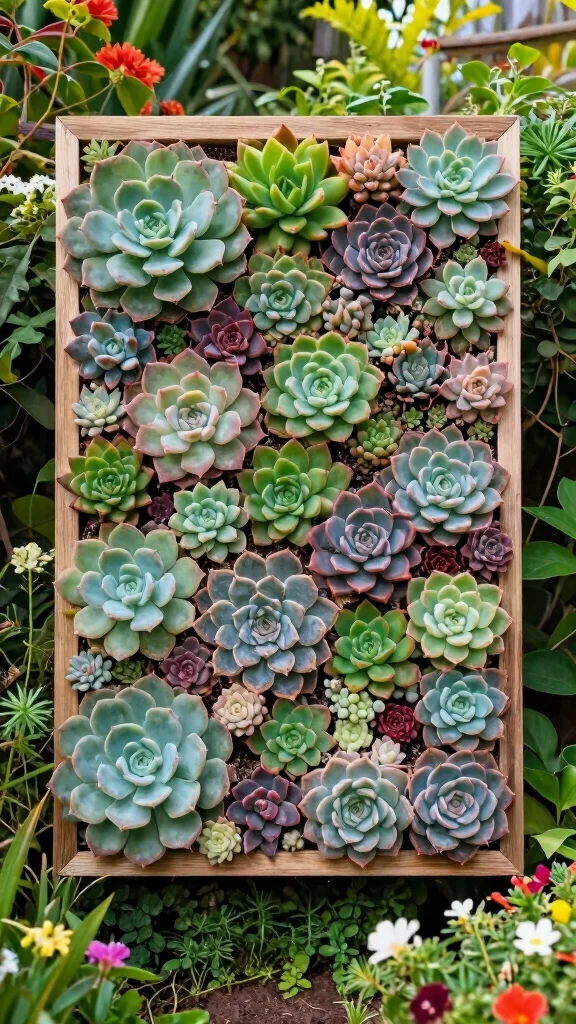 21 Eco-Friendly Bohemian Garden Decor Ideas for the Conscious Homeowner! - 19. Succulent Wall Art 1