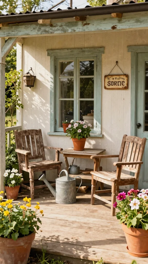 21 Elegant Decorative Garden Terraces That Will Transform Your Outdoor Escape! - 3. Vintage Farmhouse Vibes 1