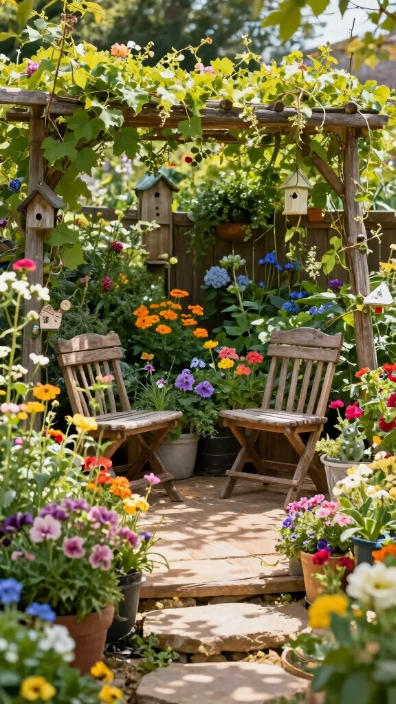 21 Elegant Decorative Garden Terraces That Will Transform Your Outdoor Escape! - 6. Colorful Cottage Garden 1