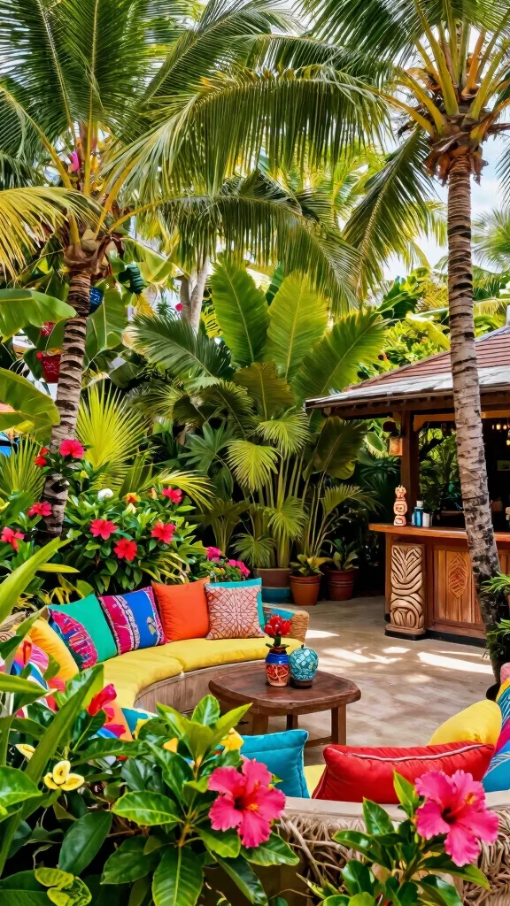 21 Elegant Decorative Garden Terraces That Will Transform Your Outdoor Escape! - 7. Tropical Paradise Terrace 1