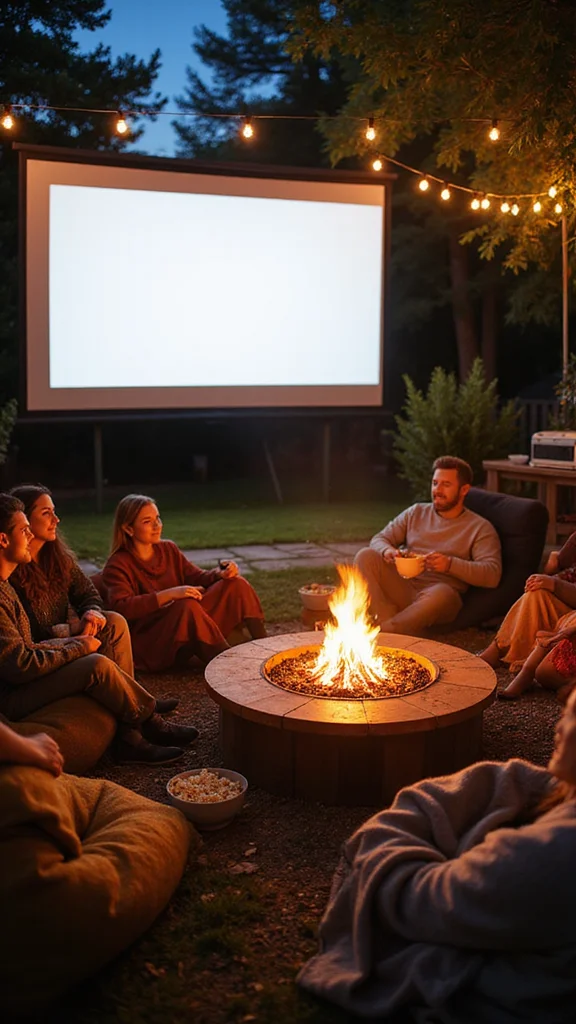 21 Inviting Fire Pit Ideas Perfect for Autumn Gatherings with Friends! - 14. Movie Nights 1