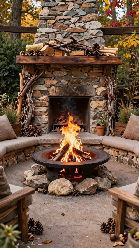 21 Inviting Fire Pit Ideas Perfect for Autumn Gatherings with Friends! - 17. Nature-Inspired Decor 1