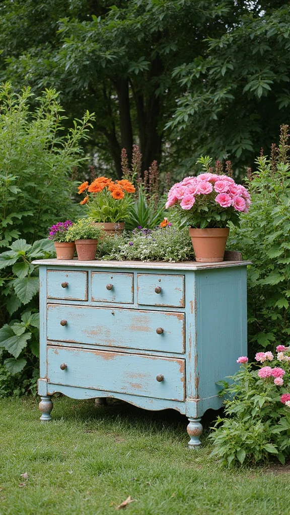 22 Space-Saving Elevated Garden Beds That Maximize Your Gardening Potential! - 20. Repurposed Furniture Garden Bed 1