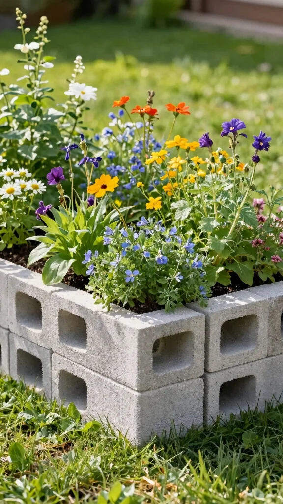 22 Space-Saving Elevated Garden Beds That Maximize Your Gardening Potential! - 21. Cinder Block Garden Bed 1