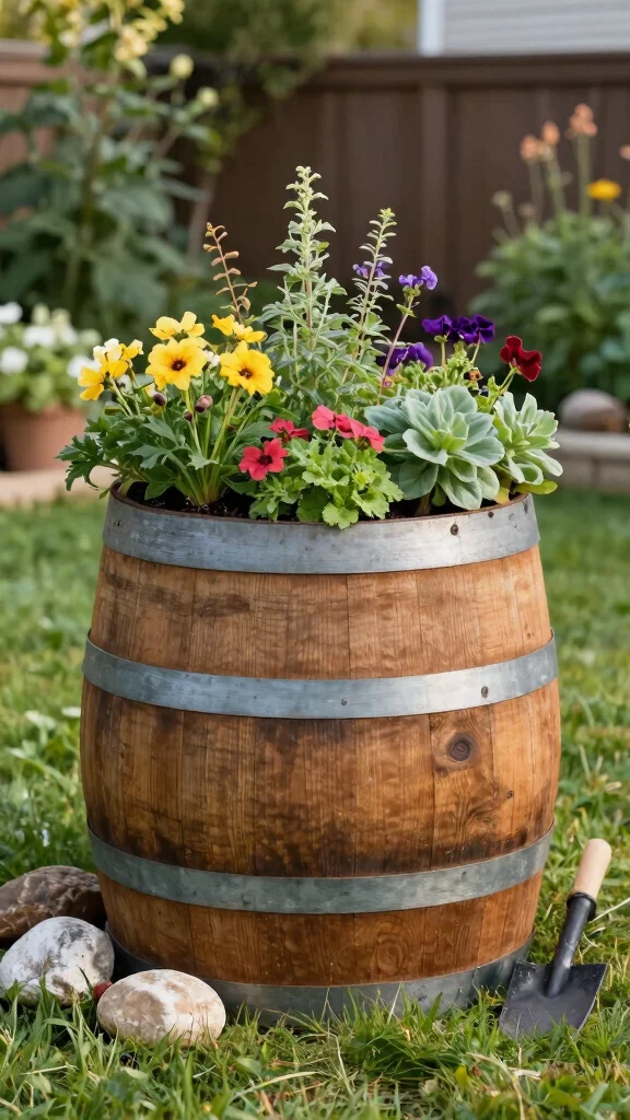 22 Space-Saving Elevated Garden Beds That Maximize Your Gardening Potential! - 7. Barrel Planter 1