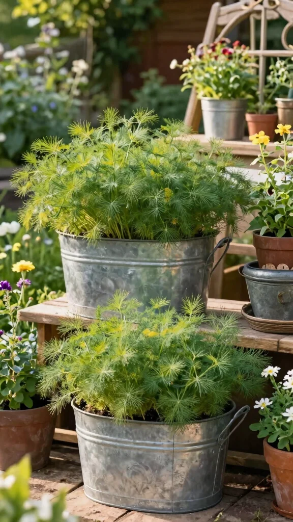 23 Decorative Planters for Bug-Repelling Herbs to Enhance Your Outdoor Space! - 11. Farmhouse Favorites: Dill Delight 1